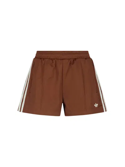 Adidas Originals Summer Glow Side-stripe Logo-embroidered Shorts In Brown