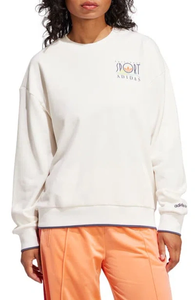 Adidas Originals Sports Cotton Crewneck Sweatshirt In Cloud White