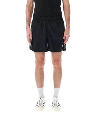 Adidas Originals 3-stripe Denim Shorts In Black