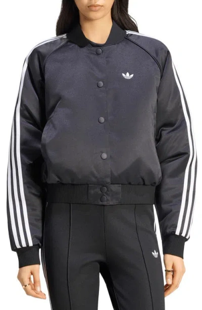 Adidas Originals Sst Satin Bomber Jacket In Black