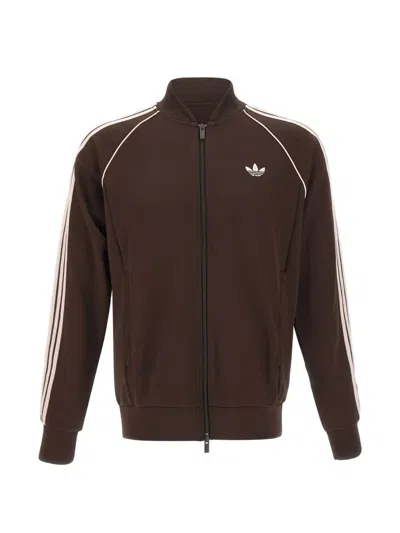 Adidas Originals Sst Side-stripe Sweater In Brown