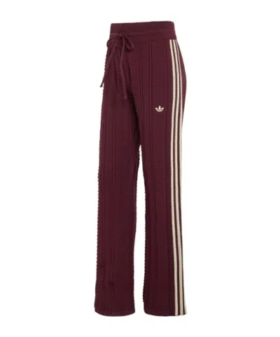 Adidas Originals Chevron-knit Side-stripe Track Pants In Burgundy