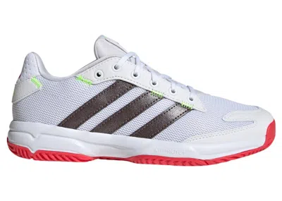 Pre-owned Adidas Originals Stabil Junior Indoor Sneakers In Cloud White/aurora Met./semi Lucid Red