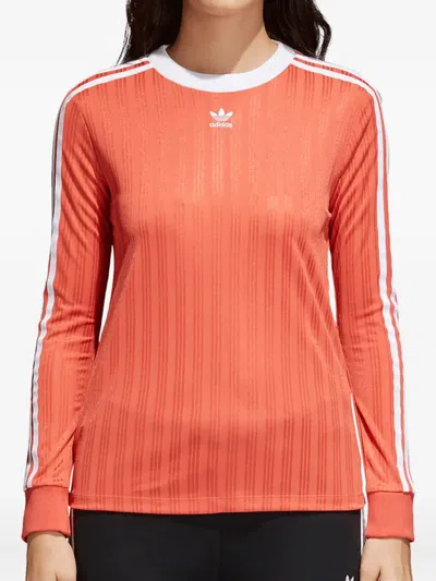Adidas Originals Stadium 3-stripes Adicolor "orange" T-shirt In Red