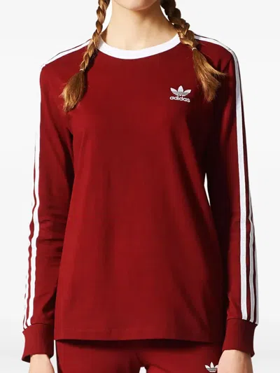 Adidas Originals Stadium 3-stripes "collegiate Burgundy/white" T-shirt In Red