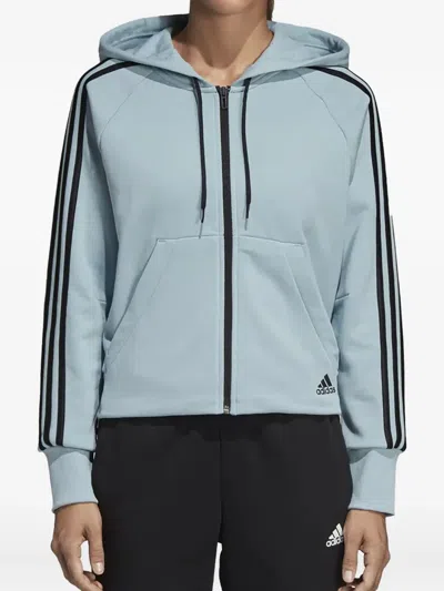Adidas Originals Stadium 3-stripes Zip-up "ash Grey" Hoodie In Blue