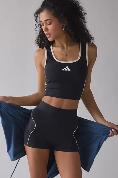 Adidas Originals Stadium Scoop Neck Cropped Tank Top In Black, Women's At Urban Outfitters In Blue