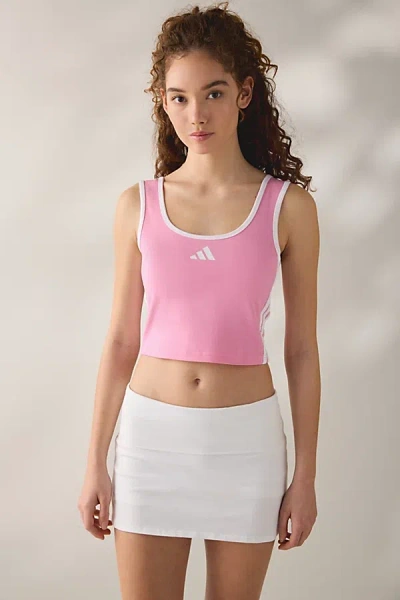 Adidas Originals Stadium Scoop Neck Cropped Tank Top In Pink, Women's At Urban Outfitters