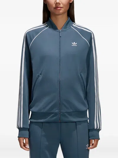 Adidas Originals Stadium Superstar "dark Steel/white" Track Jacket In Blue