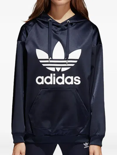 Adidas Originals Stadium Trefoil "legend Ink/white" Hoodie In Blue