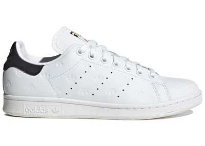 Pre-owned Adidas Originals Stan Smith All Over Trefoil White (women's) Sneakers In Cloud White/core Black/gold Metallic