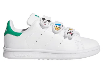 Pre-owned Adidas Originals Stan Smith Comfort Closure Disney Mickey And Friends Sneakers In Cloud White/court Green/core Black In Multi