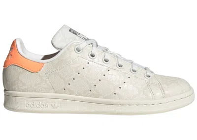 Pre-owned Adidas Originals Stan Smith Snakeskin Sneakers In Core White/beam Orange