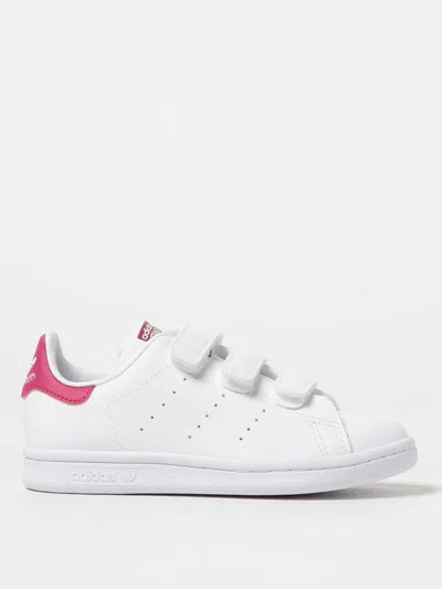 Adidas Originals Kids' Stan Smith Sneakers In Synthetic Leather In White/white/bold Pink