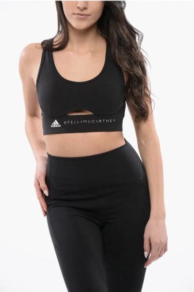 Adidas Originals Stella Mccartney Stretch Fabric Active Bra With Contrasting In Black