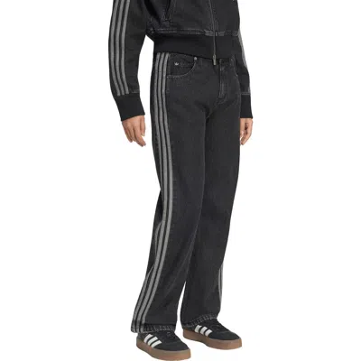 Adidas Originals Firebird Mid-rise Straight Denim Pants In Black