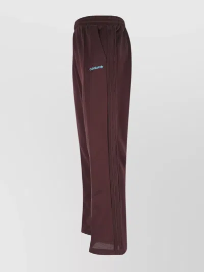 Adidas Originals Straight Trousers With Elastic Waistband And Side Stripes In Brown