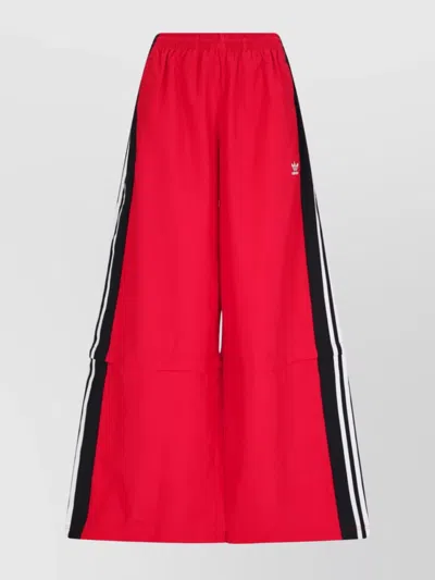Adidas Originals Straight Trousers With Elastic Waistband And Side Stripes In Red