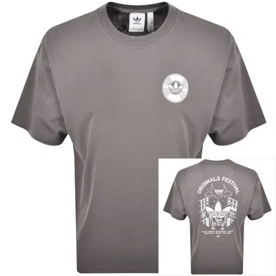 Adidas Originals Street Band Graphic T Shirt Brown In Gray