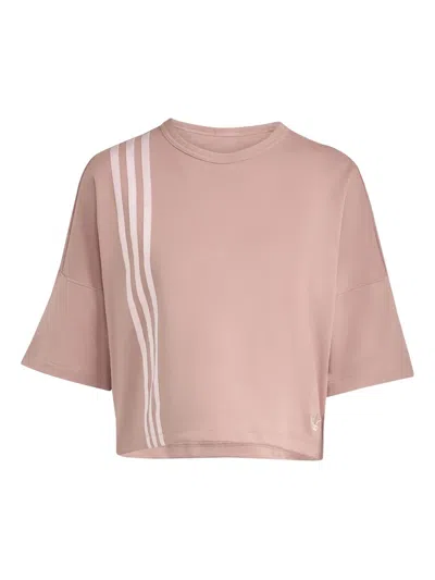 Adidas Originals Stripe-detail T-shirt In Pink