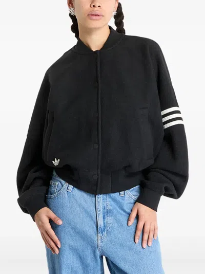 Adidas Originals Stripe-detail Varsity Jacket In Black