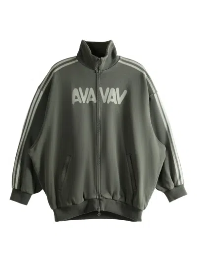 Adidas Originals Stripe-detail Zip-up Jacket In Green