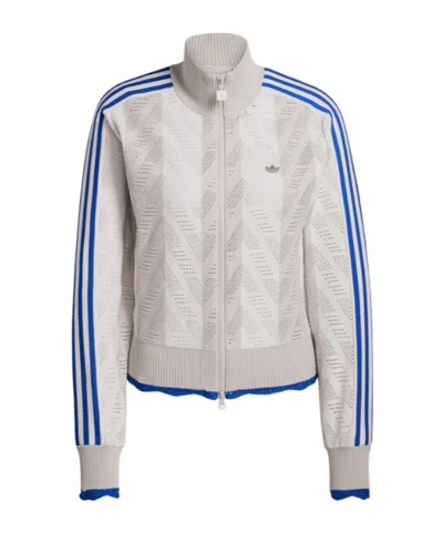 Adidas Originals Stripe Open-knit Sweatshirt In Multi