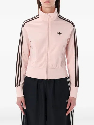 Adidas Originals Stripe Zip Sweatshirt In Pink