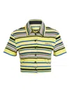 Adidas Originals Striped Cropped Shirt In Multi