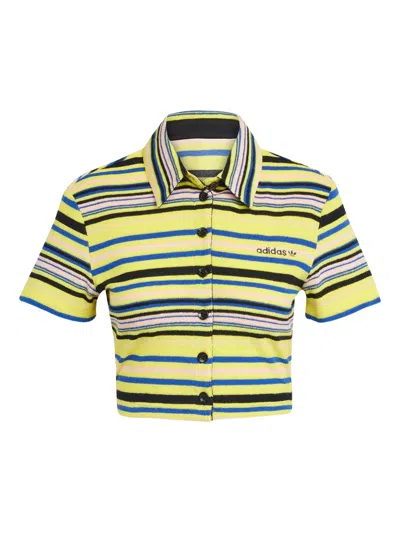 Adidas Originals Striped Cropped Shirt In Multi