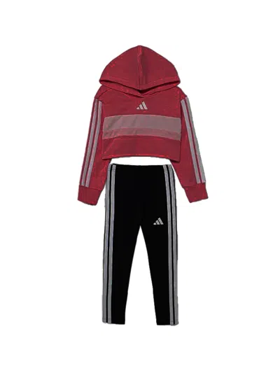 Adidas Originals Kids' Striped Hooded Tracksuit In Red