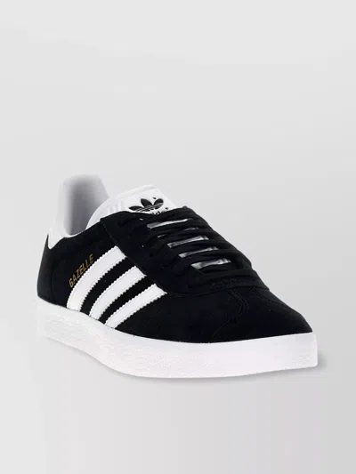 Adidas Originals 'striped' Low-top Suede Sneakers With Rubber Sole In Black