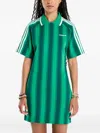 Adidas Originals Striped Mini Dress In Green