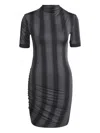 Adidas Originals Striped Mock-neck Mini Dress In Black