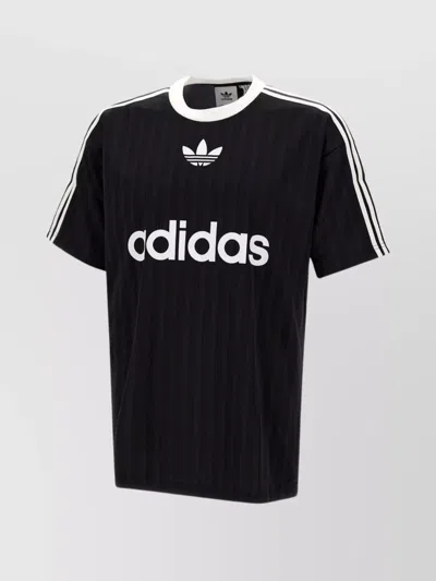 Adidas Originals Striped Pattern Oversized Football Shirt In Black