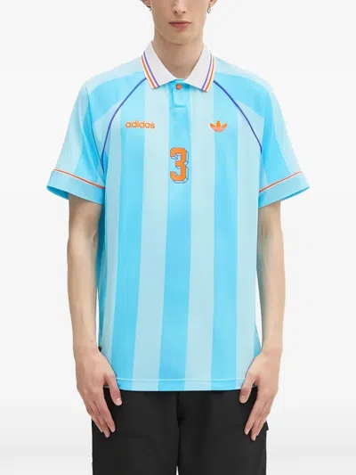 Adidas Originals Striped Polo Shirt In Blue