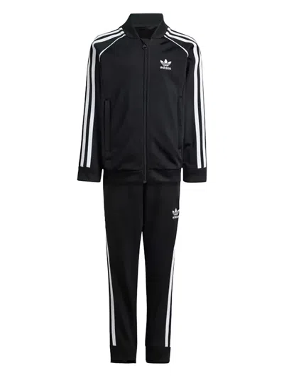 Adidas Originals Kids' Striped Superstar Tracksuits In Black