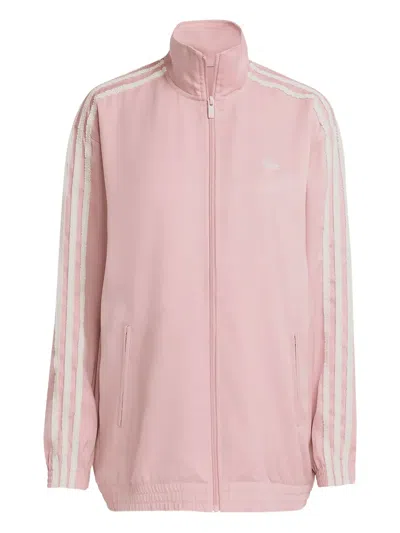 Adidas Originals Track Jacket Ruffled Stripes Zip In Pink