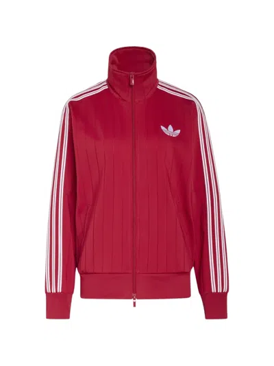 Adidas Originals Stripe-detail Zip-up Track Jacket In Red