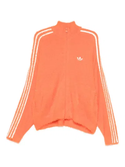 Adidas Originals Stripes-arme Zip-fastening Sweatshirt In Orange