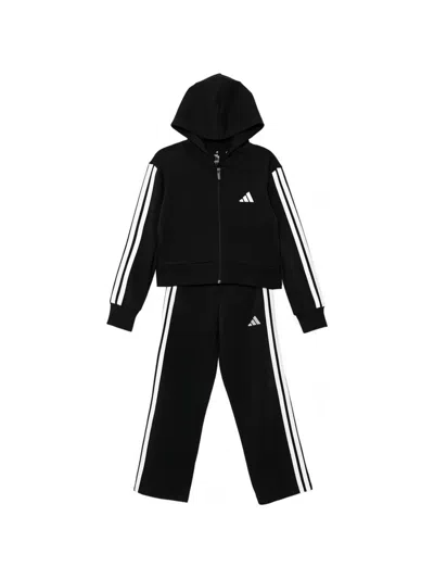 Adidas Originals Kids' Stripes Hooded Tracksuit In Black