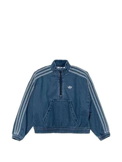 Adidas Originals Kids' Stripes Pouch Pocket Jacket In Blue