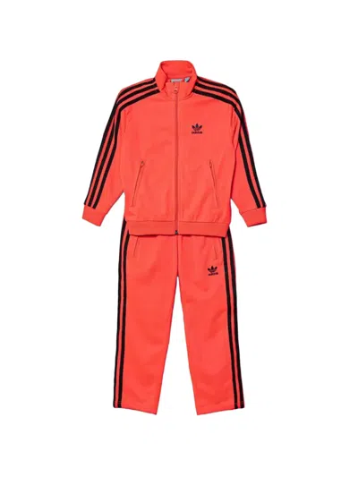 Adidas Originals Kids' Stripes Zip Tracksuit In Orange