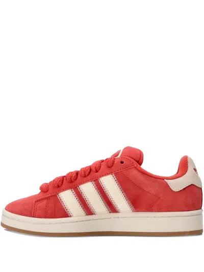 Adidas Originals Suede Leather Three-stripe Sneakers In Red