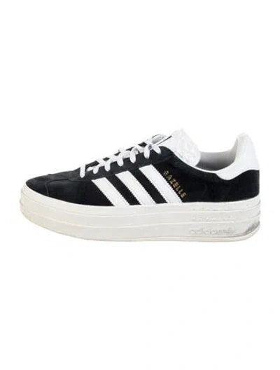 Pre-owned Adidas Originals Suede Leather Trim Embellishment Sneakers In Black