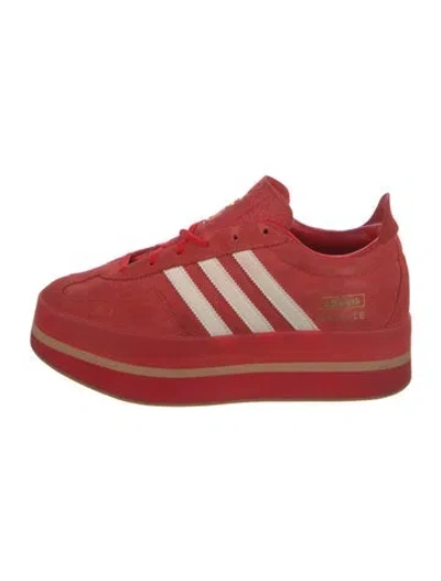 Pre-owned Adidas Originals Suede Striped Wedge Sneakers In Red