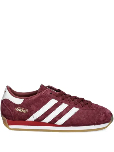 Adidas Originals Suede Three-stripe Sneakers In Red