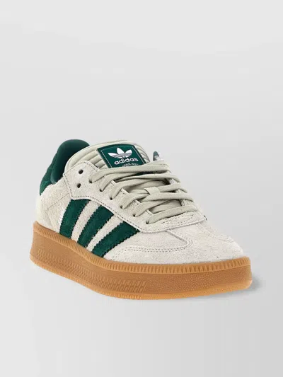 Adidas Originals 'suede Upper Rubber Sole Contrast Stripes Sneakers' In Brown