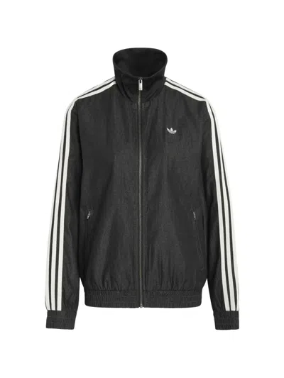Adidas Originals Summer Glow Firebird Side-stripe Zip-up Sweatshirt In Black