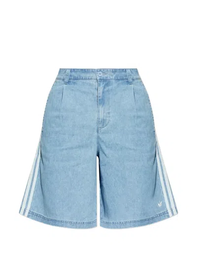Adidas Originals Summer Glow Side-stripe Denim Shorts In Animal Print